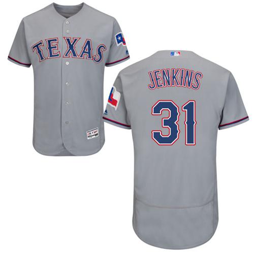 Rangers #31 Ferguson Jenkins Grey Flexbase Authentic Collection Stitched MLB Jersey - Click Image to Close